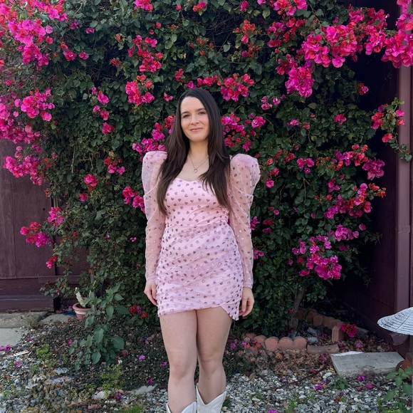 Luxe pink heart bodycon dress - Picture 2 of 7